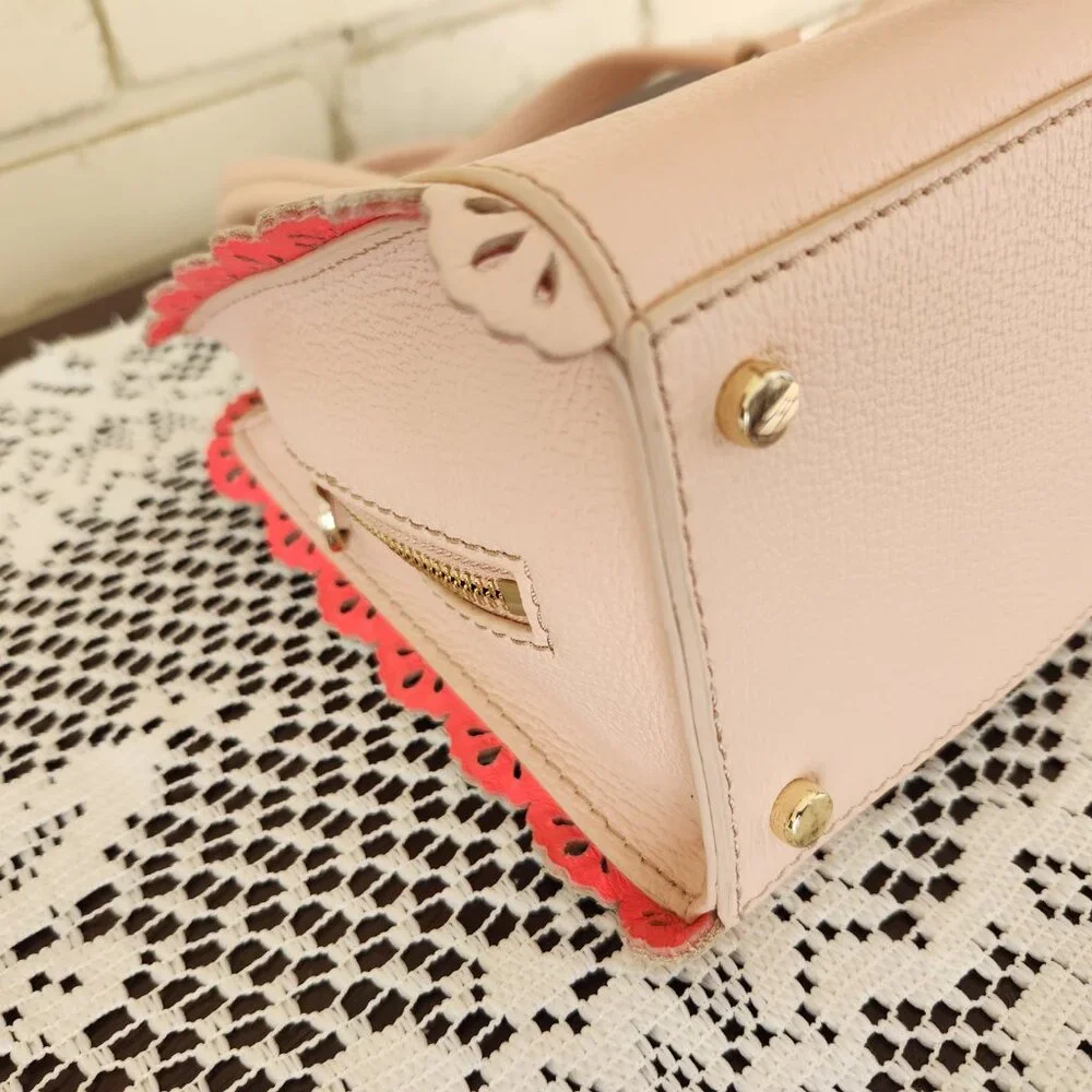 Euc Kate Spade Peach Scallop Leather Crossbody Bag Purse - Picture 10 of 14